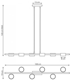 Lampadario a sospensione SORA 6 Nero 6xGX53 da interno Colore del corpo Nero