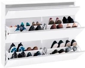 Scarpiera Da Ingresso 3 Ante 120x26x108 Bianco Laccato 24 Paia Magic Made in Italy