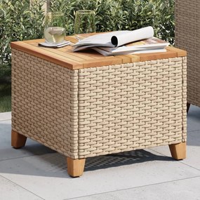 Tavolo da giardino beige 45x45x37 cm polyrattan e legno acacia