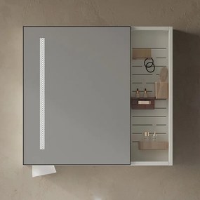 Kamalu - Mobile bagno 80 cm lavabo integrato e specchio contenitore | KAM-NS80