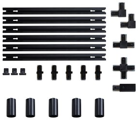 Sistema di illuminazione a binario moderno con 5 faretti neri monofase GU10 35mm - Iconic Ruby Honey