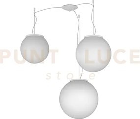 Mars sospensione spostabile vetro bianco d.25+30+35 cm 3 luci attac...
