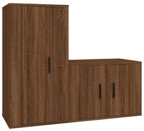 Set mobili porta tv 2 pz rovere marrone in legno multistrato