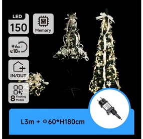 Aigostar - Albero di Natale LED da esterno 150 LED/230 V 1,8 m IP44 bianco/oro luce fredda