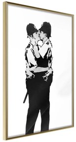 Poster  Banksy: Kissing Coppers I  Cornice Quadri Cornice d'oro, Larghezza x Altezza Home decor 40x60