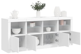 Credenza con luci led bianca 163x37x67 cm