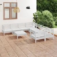 Set Salotto da Giardino 9 pz in Legno Massello di Pino Bianco 3083250