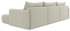 Divano angolare color crema allungabile/con contenitore Nanea – Makamii