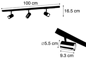 Sistema a binario intelligente nero con oro monofase 3 luci incl. WiFi GU10 - Jeana