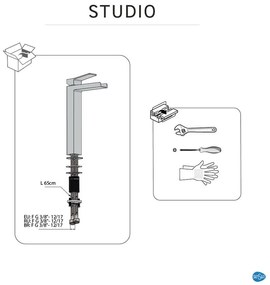 Rubinetto per lavabo getto a cascata d'acqua Studio cromato lucido SENSEA H 31 cm