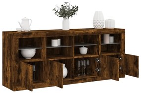 Credenza con Luci LED Rovere Fumo 163x37x67 cm