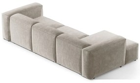 Divano angolare beige (con penisola a sinistra/con chaise lounge) con rivestimento in velluto a coste Bergamo – Cosmopolitan Design