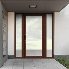 Portoncino d'ingresso Condo10 L 90 x H 210 cm in PVC noce, apertura spingere a destra