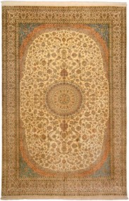 Cashmere Silk Tappeto 320x210 Beige (Indian) Annodato A Mano