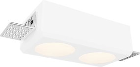 Portafaretto Rettangolare 150x80mm 2xGU10 in Gesso Effetto Tondo
