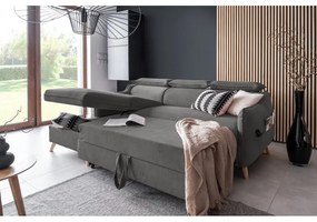 Divano letto angolare in velluto grigio scuro (angolo sinistro) Sweet Harmony - Miuform