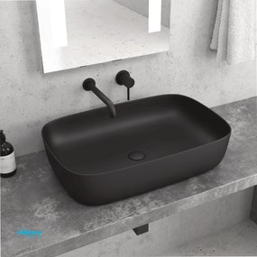 Lavabo D'Appoggio Da 60x39 Cm Finitura Nero Opaco