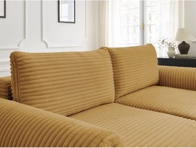 Divano color senape allungabile con rivestimento in velluto a coste 257 cm Lucien – Bobochic Paris