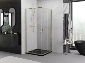 Mexen Exo-S Duo cabina doccia quadrata scorrevole 100 x 100 cm, trasparente, dorata - 8111-100-100-50-00