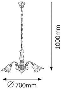 Rabalux 7093 - Lampadario a sospensione con catena RUSTIC 3 3xE14/40W/230V