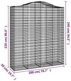 Cesti Gabbioni ad Arco 11 pz 200x50x220/240 cm Ferro Zincato