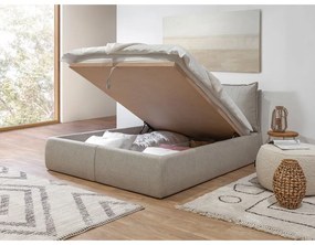 Letto matrimoniale beige imbottito con spazio contenitivo con griglia inclusa 160x200 cm Garance – Bobochic Paris