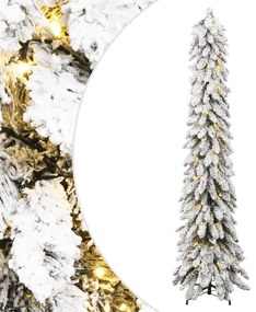 Albero di Natale Artificiale con Neve Floccata e LED in diverse dimensioni e materiali, Albero di Natale Artificiale con 100 LED e Neve Floccata 180 cm