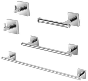 Set accessori a muro 5 pezzi in acciaio cromato e viti incluse Easy
