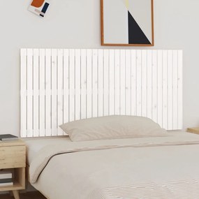 Testiera Da Parete Bianca 185x3x90 Cm İn Legno Massello Di Pino /