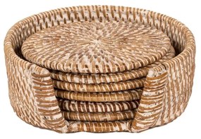 Sottobicchieri in rattan in set da 6 pezzi in colore naturale - Tiseco Home Studio