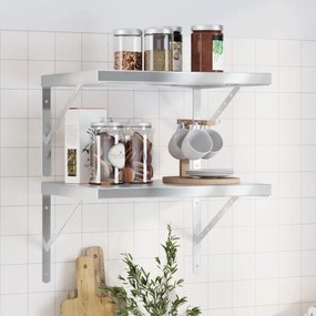 Mensole A Muro 2 Pz 50x40x3 Cm Argento İn Acciaio Inossidabile /
