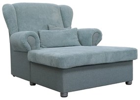 Chaise longue blu polveroso con rivestimento in velluto a coste Lord – Ropez