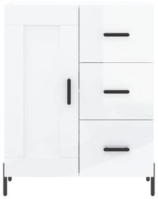 Credenza Bianco Lucido 69,5x34x180 cm in Legno Multistrato