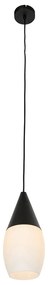 Lampada a sospensione moderna nera con vetro opale - Drop