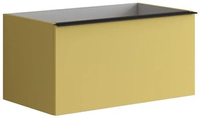 Mobile da bagno sotto lavabo Pixel plain giallo laccato L 80 x H 40 x P 45.5 cm 2 cassetti, lavabo non incluso