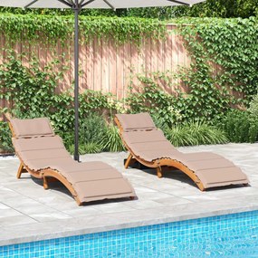 Lettini Prendisole Con Cuscini 2 Pz Legno Massello Di Acacia /