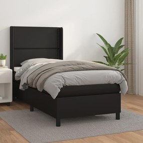 Giroletto A Molle Con Materasso Nero 80x200 Cm İn Similpelle /