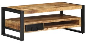 Tavolino Da Salotto 90x50x36 Cm Legno Massello Di Mango Grezzo /