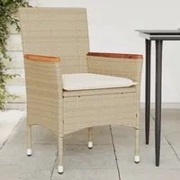 Sedie da Giardino con Cuscini 2 pz Beige in Polyrattan 368121