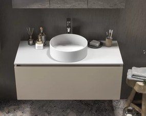 Mobile bagno 100 cm sospeso con piano da appoggio in solid surface bianco SP-100C - KAMALU