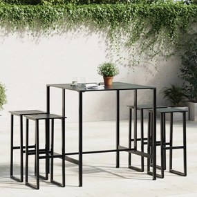 Set Bar Da Giardino 5pz Nero İn Acciaio Verniciato A Polvere /
