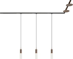 Sistema di illuminazione a binario moderno nero con 3 luci a sospensione e 2 plafoniere bronzo monofase - Iconic Lloyd Pulley