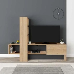 Mobile porta TV 180 cm rovere e antracite con libreria Troya