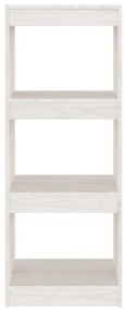 Libreria/Divisorio Bianco 40x30x103,5 cm Legno Massello di Pino