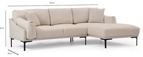 Divano angolare beige chiaro, angolo destro Leo - Artie
