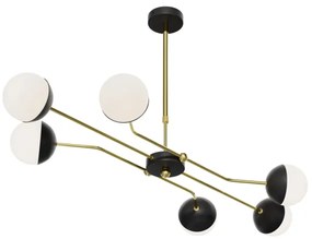 Jupiter 1981 - Lampadario a sospensione con supporto rigido TRENTO 6xG9/10W/230V nero/oro