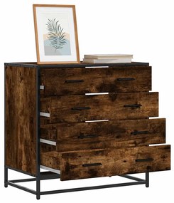 Cassettiera Rovere Fumo 70x41x70 Cm İn Legno Multistrato /