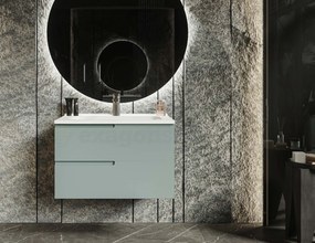 Mobile bagno salvia opaco 70x46 Sorrento due cassetti con maniglia sinistra e lavabo in ceramica