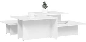 Tavolini da Salotto 2 pz Bianchi in Legno Multistrato