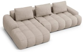 Divano angolare marrone chiaro allungabile/con contenitore (con penisola a sinistra/con chaise lounge) Linz – Cosmopolitan Design